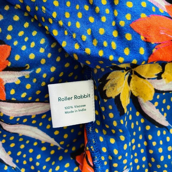 NWT Roller Rabbit Blue Kori Floral Nyana Tropical Rolled Up Sleeve Shirt Sz S - Picture 11 of 11